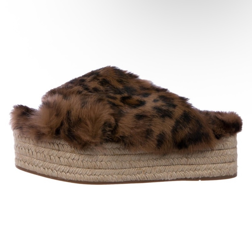 Miu Miu Brown Rabbit Fur Espadrille Sandals